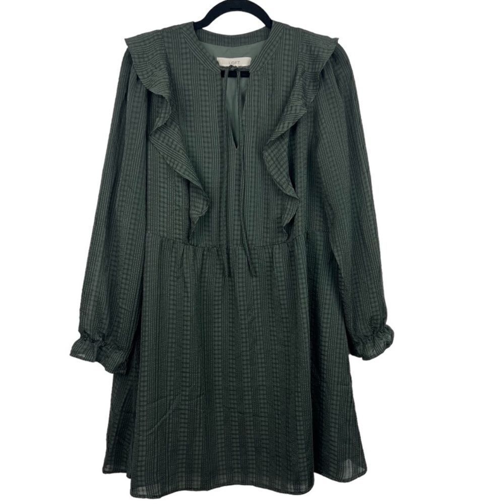 Loft Women’s Size Small Petite Fit and Flare Mini Dress Evergreen Deep Green - Picture 2 of 14